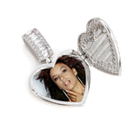 Commemorative Photo Locket Pendant — Heart-Shaped Flip-Open Design, Micro-Pavé Set with Full Zirconia