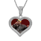 Hip-Hop Style DIY Heart-Shaped Photo Pendant for Couples — Micro-Pave Zircon Picture Frame Necklace