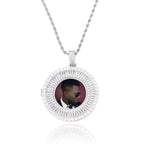 Personalized Round Photo Frame Pendant — DIY Creative Design with Square Zircon
