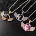 Commemorative Round Winged Photo Frame Pendant — Creative DIY & Customization from Your Own Image