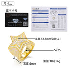 S925 Sterling Silver Moissanite Star Ring – Trendy Hip-Hop Style
