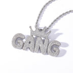 Crown-Letter Hip-Hop Pendant — Micro-Pavé Zirconia, Trendy & Personalized, Creative Modular Design for Free Combination