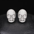 S925 Silver Skull Stud Earrings with D-Color Moissanite – Stylish &amp; Edgy