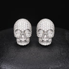 S925 Silver Skull Stud Earrings with D-Color Moissanite – Stylish &amp; Edgy