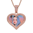 Hip-Hop Style DIY Heart-Shaped Photo Pendant for Couples — Micro-Pave Zircon Picture Frame Necklace