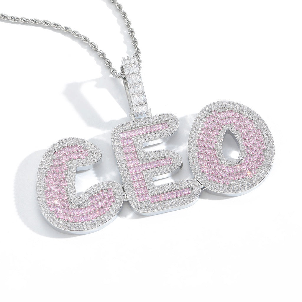 Hip-Hop Bold-Font Cubic Zirconia Custom Pendant — Letters & Numbers (Colorful) — DIY