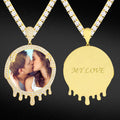 Iced Out Custom Round Drip Picture Necklace Photo Moissanite Pendant