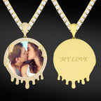 Iced Out Custom Round Drip Picture Necklace Photo Moissanite Pendant