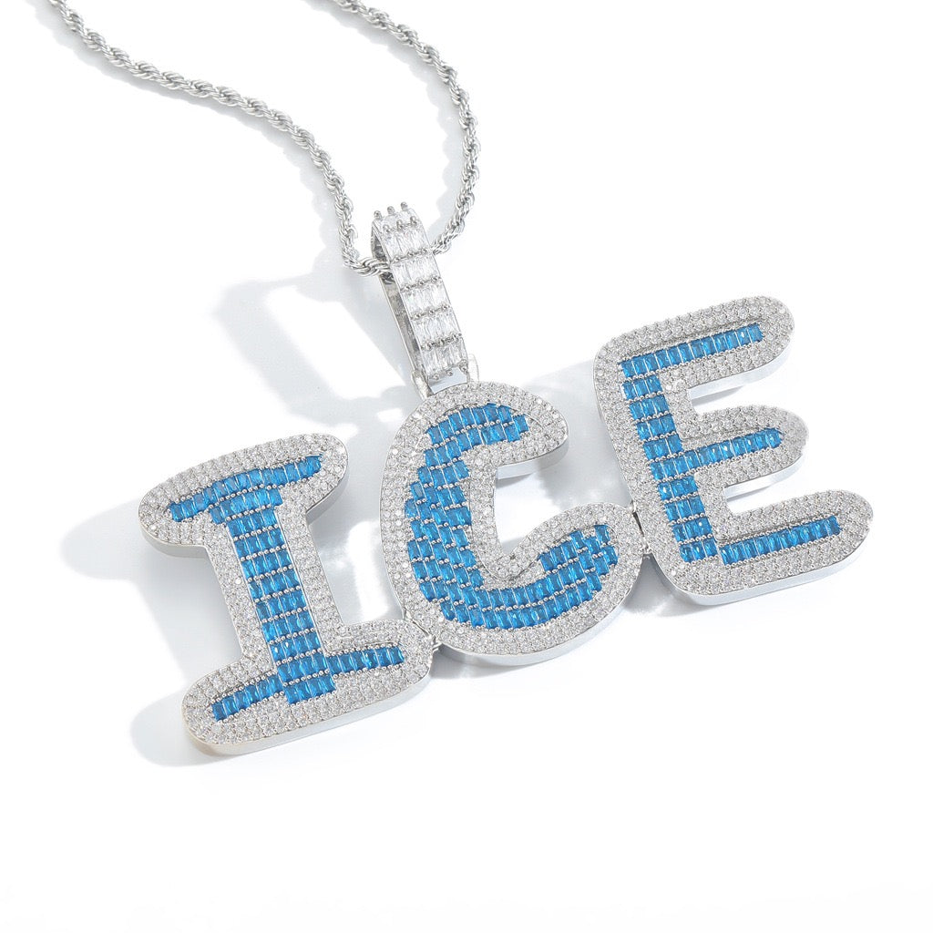 Hip-Hop Bold-Font Cubic Zirconia Custom Pendant — Letters & Numbers (Colorful) — DIY