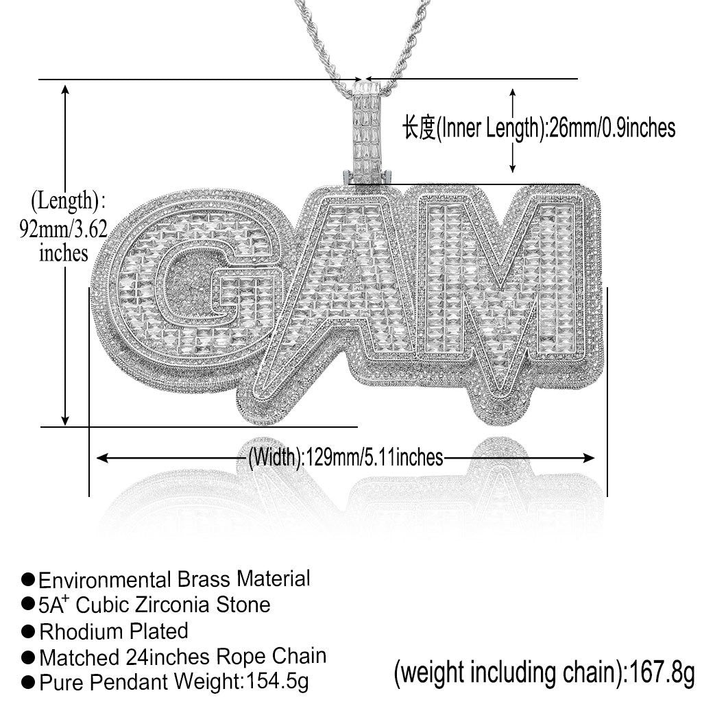 Hip-Hop Style Custom Letter Pendant — DIY Interlocking Initials with Square Zircon Accents