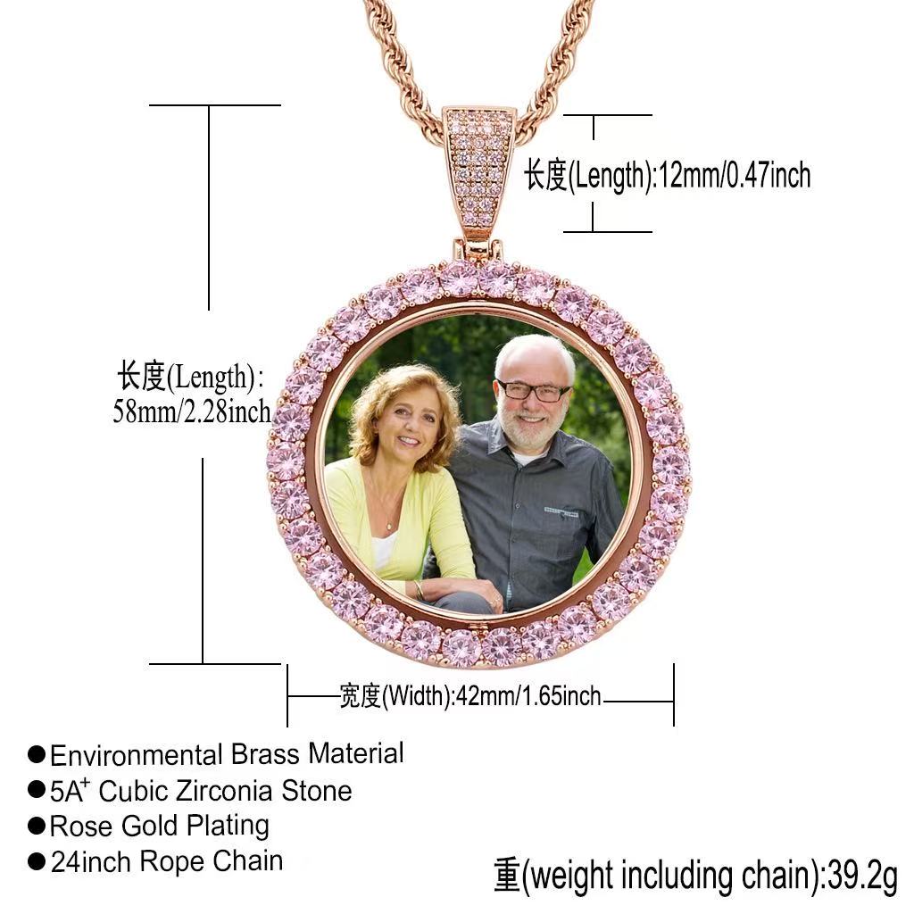 Rotatable Double-Sided Round Photo Locket Pendant — A Cherished Keepsake