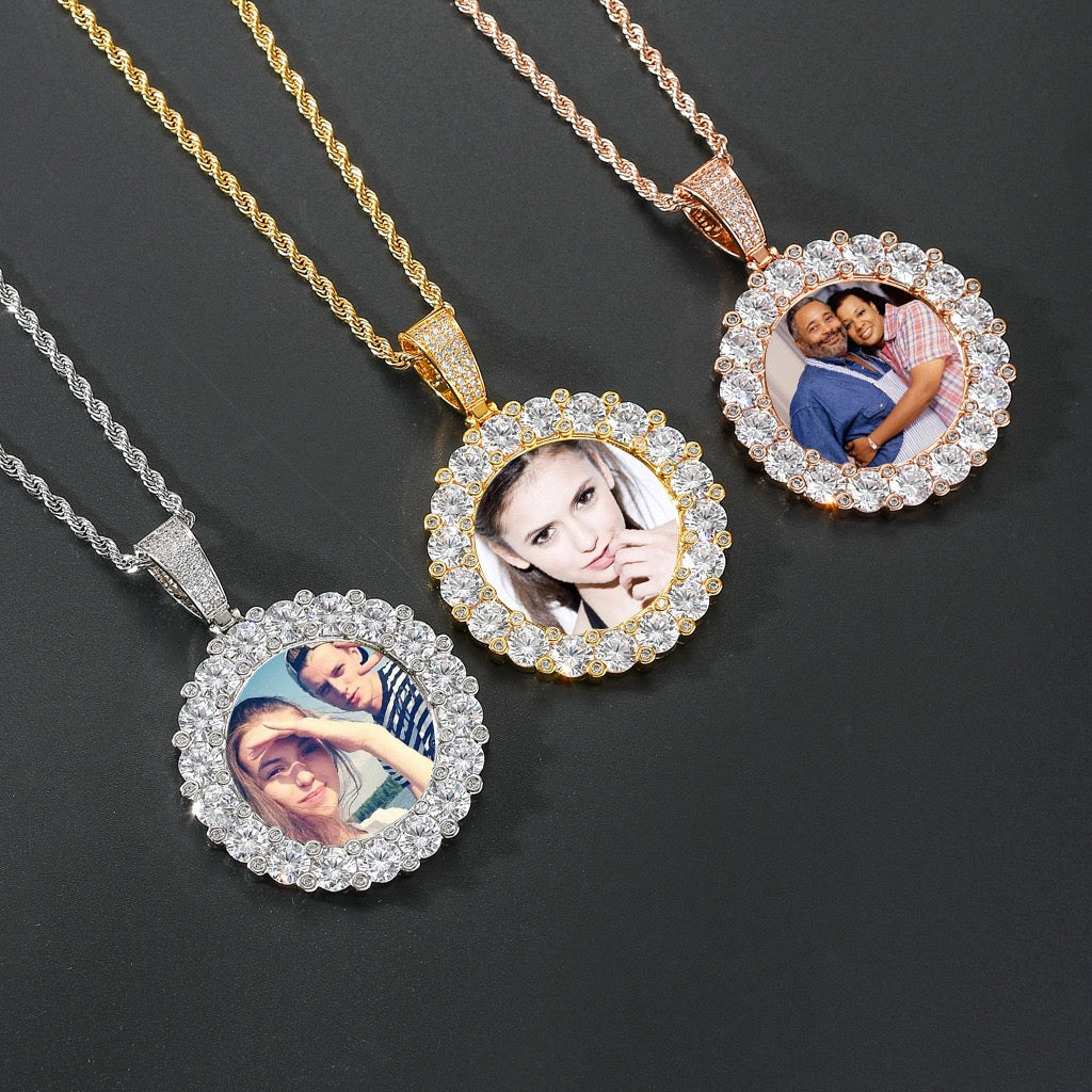 Hip-Hop DIY Personalized Couple'solid Photo Keepsake — Large Round Zircon S Photo Frame