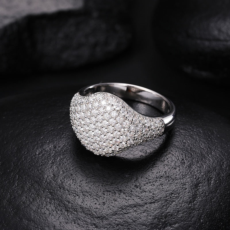 S925 Sterling Silver Moissanite Ring – Luxurious "Starry Sky" Style – Trendy Hip-Hop Design