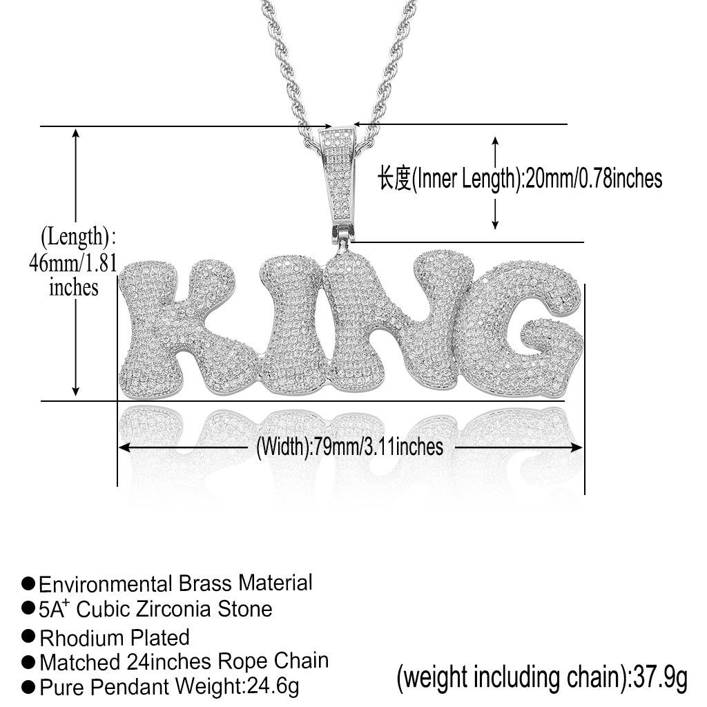 Hip-Hop Micro-Pave Zircon Bone-Style Interlocking Letter Pendant