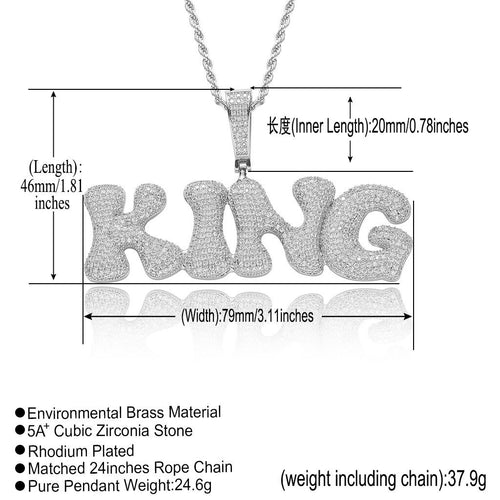 Hip-Hop Micro-Pave Zircon Bone-Style Interlocking Letter Pendant