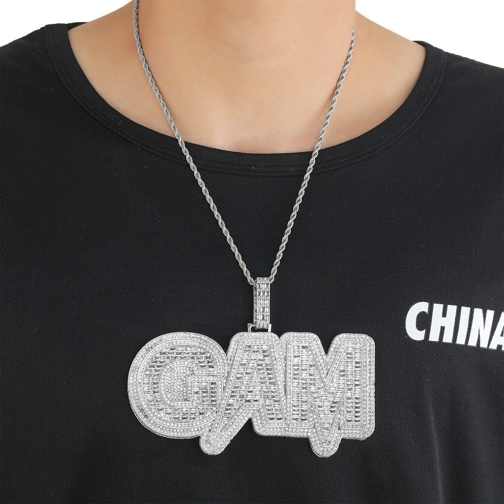 Hip-Hop Style Custom Letter Pendant — DIY Interlocking Initials with Square Zircon Accents