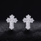 S925 Sterling Silver Moissanite Cross Stud Earrings – Minimalist, Trendy, and Stylish Hip-Hop Accessories