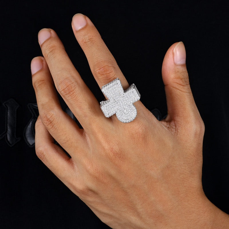 S925 Sterling Silver Moissanite Ring – Ankh Cross Design – Trendy Hip-Hop Men's Ring