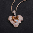 Hip-Hop Heart Flip-Open Photo Pendant — Personalized DIY Keepsake Locket (Copper with Zircon Inlay)