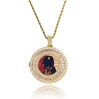 Personalized Round Photo Frame Pendant — DIY Creative Design with Square Zircon