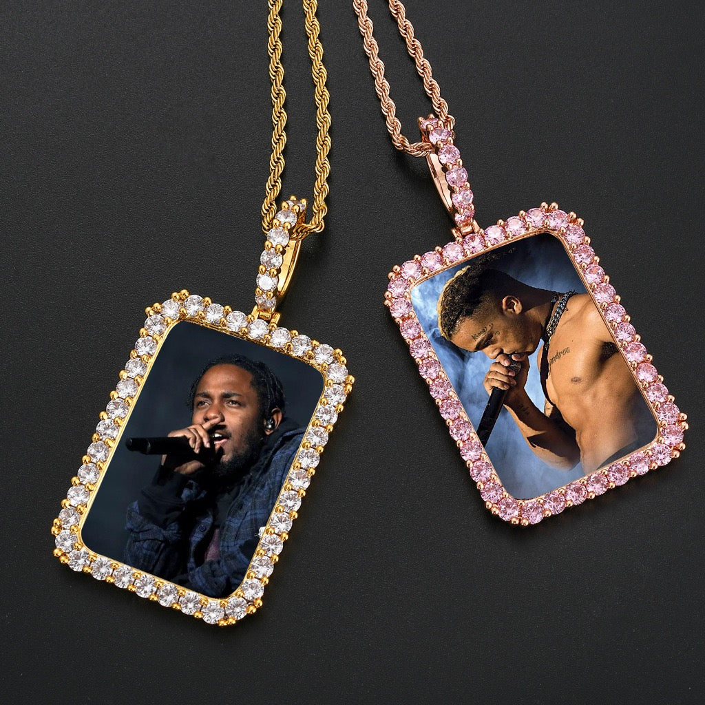 DIY Photo Keepsake Square Pendant — Solid Frame with Micro-Set Zirconia