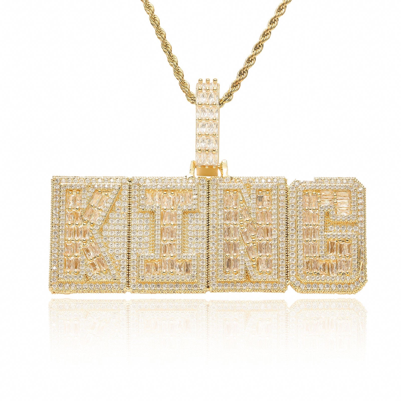 "Ha" Square Font — Double-Layer T-Square Zircon Mosaic Letter Pendant: Personalized, Creative, and Custom-Made