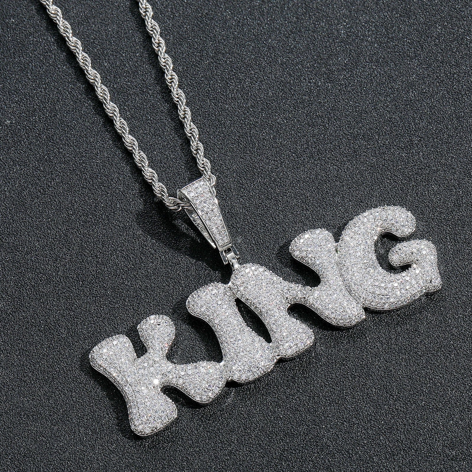 Hip-Hop Micro-Pave Zircon Bone-Style Interlocking Letter Pendant