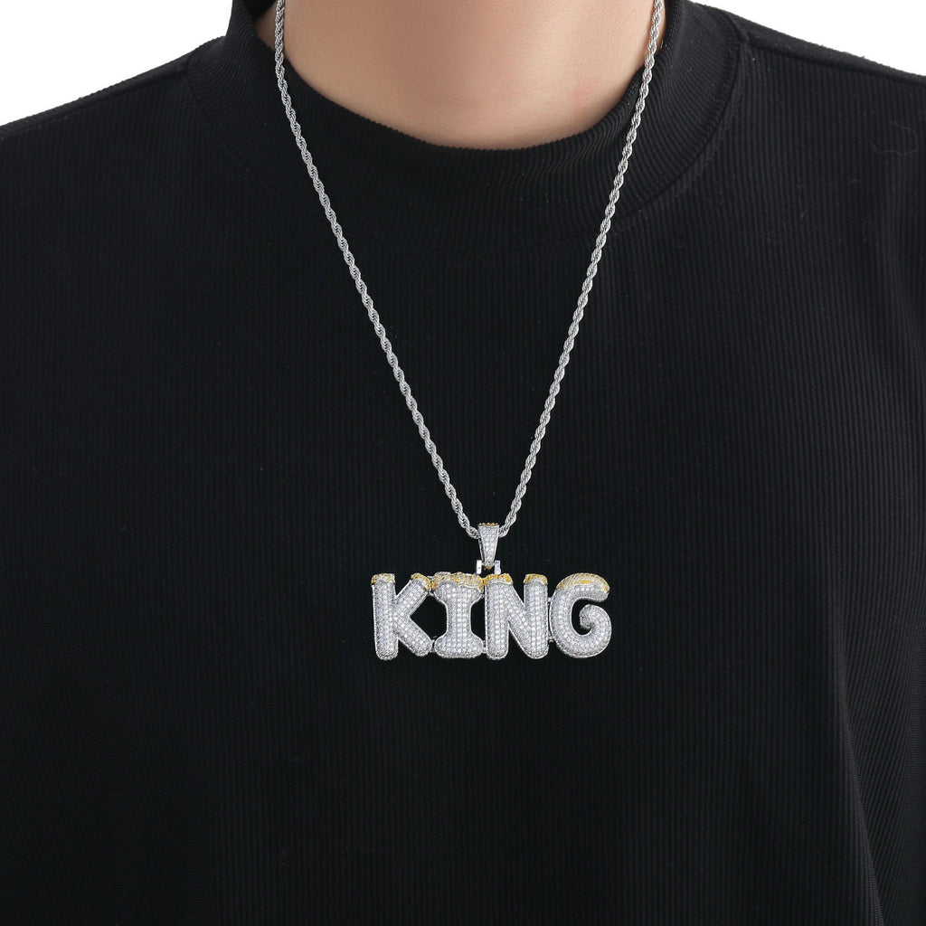 Hip-Hop Custom Spliced Christmas Letter Pendant — Two-Tone Zircon DIY English Initials — Personalized Customization