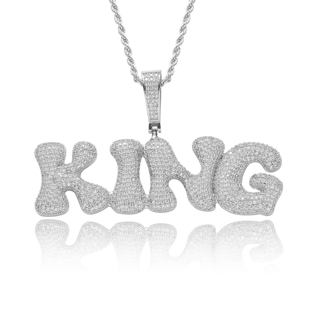 Hip-Hop Micro-Pave Zircon Bone-Style Interlocking Letter Pendant