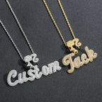 Hip-Hop DIY-Style Custom Pendant: Double-Layered Zirconia Design Featuring Interlocking Uppercase and Lowercase Letters with "Barbie" Clasp