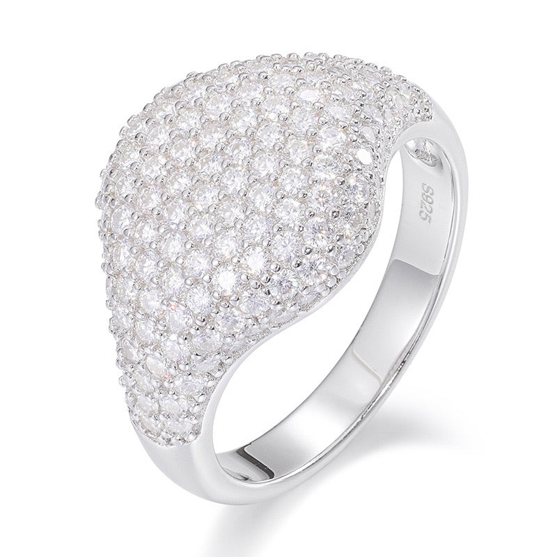 S925 Sterling Silver Moissanite Ring – Luxurious "Starry Sky" Style – Trendy Hip-Hop Design