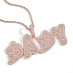 Hip-Hop Style Spliced Cursive Letter Pendant with Square Zircon — Creative DIY
