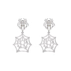 Hip-Hop Style S925 Silver &amp; Moissanite Quirky Spiderweb Stud Earrings – Trendy, High-End Accessory