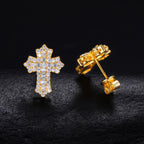 S925 Sterling Silver Moissanite Cross Stud Earrings – Minimalist, Trendy, and Stylish Hip-Hop Accessories