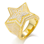 S925 Sterling Silver Moissanite Star Ring – Trendy Hip-Hop Style