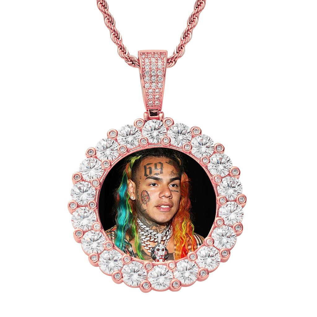 Hip-Hop DIY Personalized Couple'solid Photo Keepsake — Large Round Zircon S Photo Frame