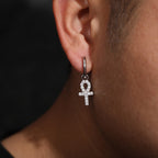 S925 Sterling Silver D-Color Moissanite Stud Earrings – Minimalist Key & Cross Design; Versatile and Elegant.